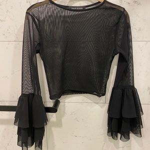 LF sheer shirt with ruffle sleeves
